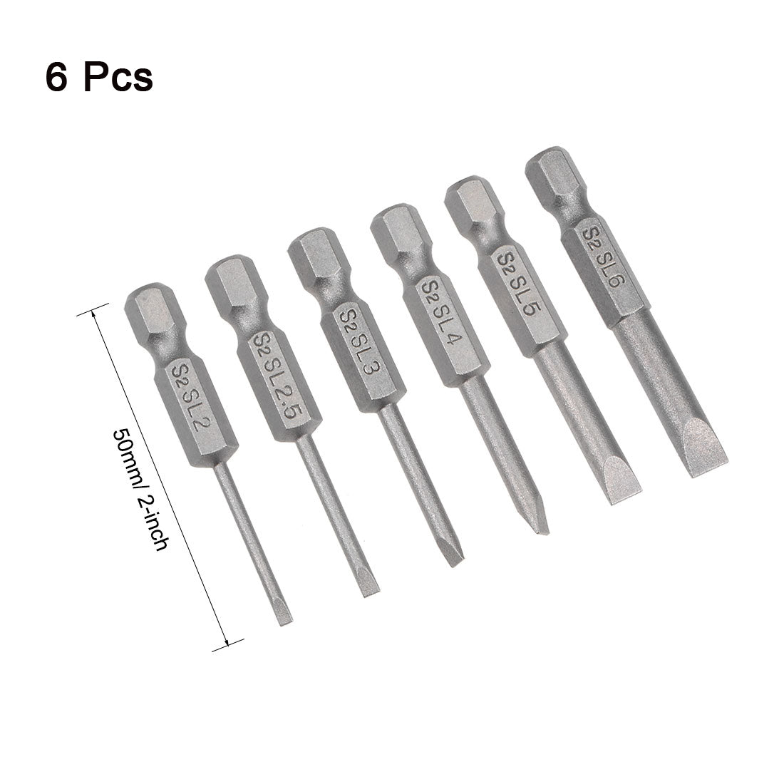 uxcell Uxcell Bits Satz Sechskantschaft magnetisch Schraubendreherbit S2 Schraubenzieher Satz Werkzeug Inch Länge 6pcs 1/4 * SL2-SL6 * 50mm