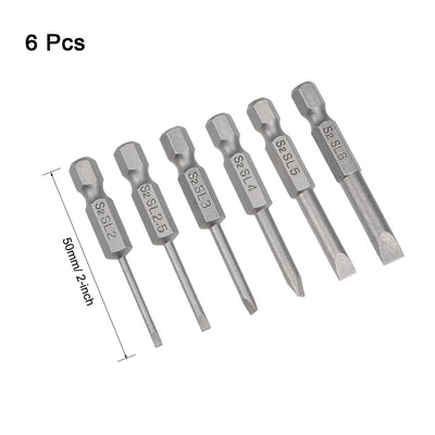 Harfington Uxcell Bits Satz Sechskantschaft magnetisch Schraubendreherbit S2 Schraubenzieher Satz Werkzeug Inch Länge 6pcs 1/4 * SL2-SL6 * 50mm