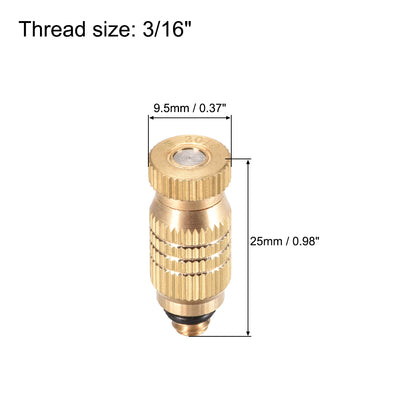 Harfington Uxcell Messing Nebeldüse - 3/16-Zoll Gewindebeschlag Sprühkopf für Außenkühlsystem Golden 0,2 mm Öffnungsdurchmesser - 1 Stck