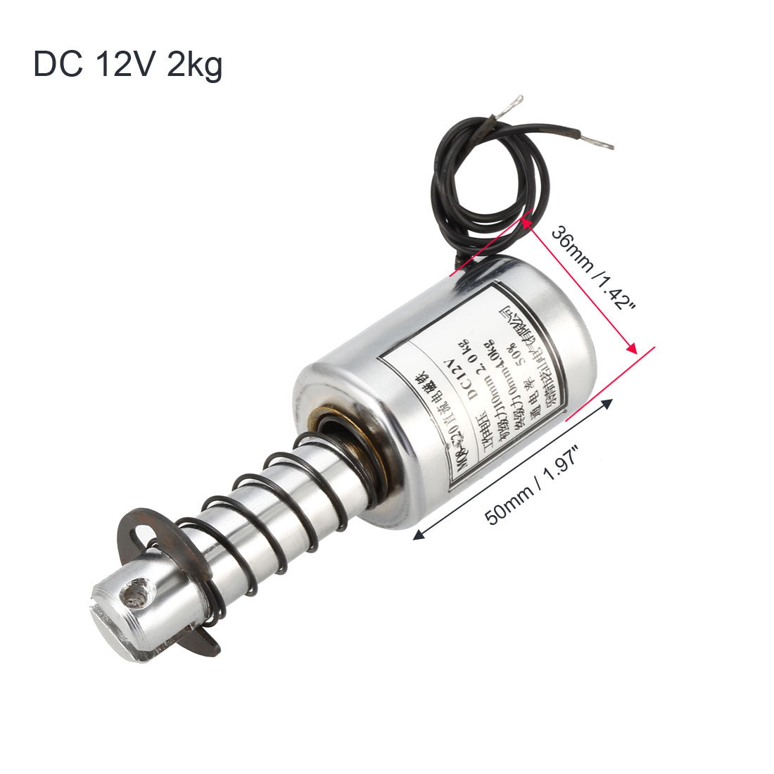 uxcell Uxcell DC 12V 2kg 10mm Pull Type Solenoid Electromagnet Magnet Linear Motion Tubular Type