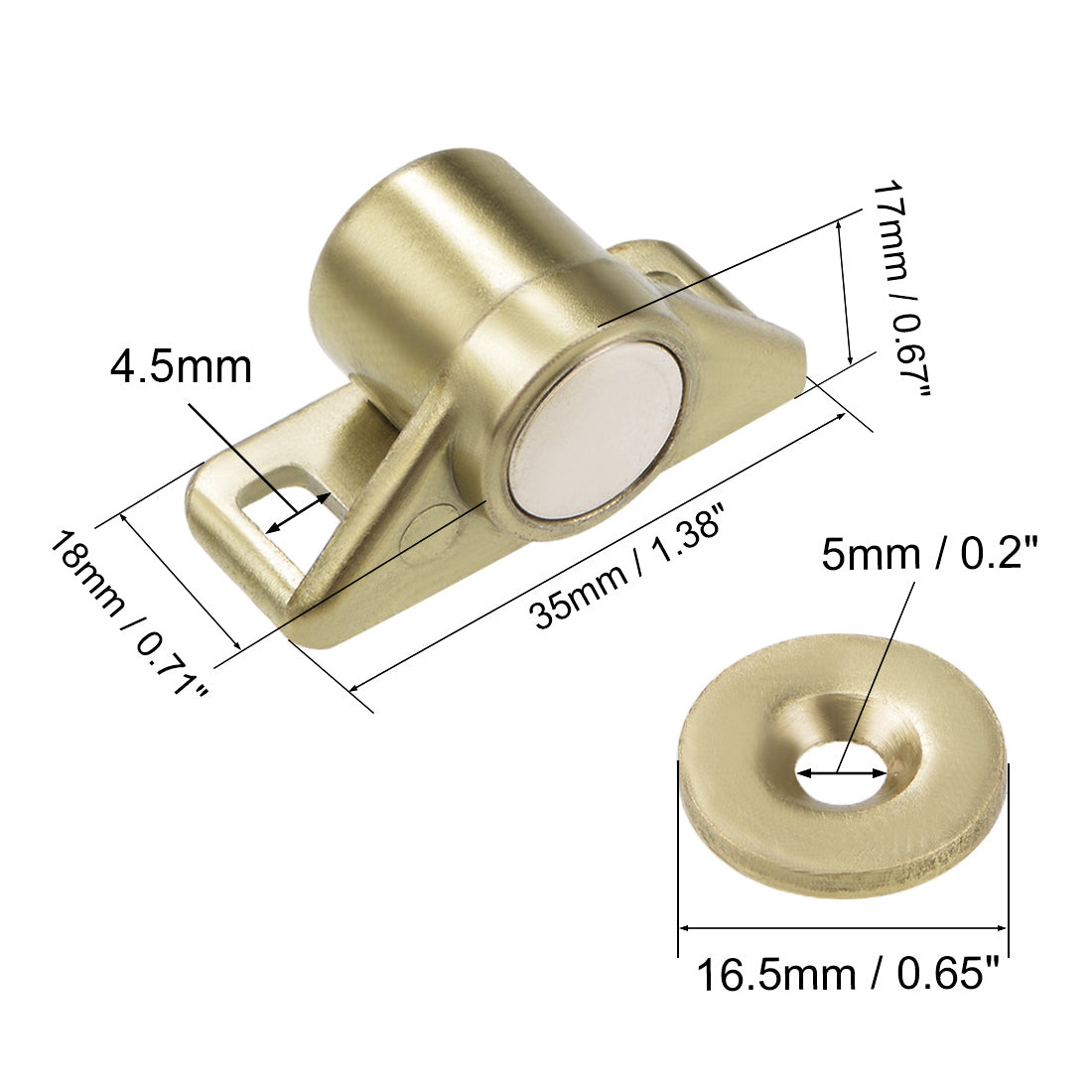 uxcell Uxcell Cabinet Door Magnetic Latch Catch Zinc Alloy with Screws Gold Tone 4pcs