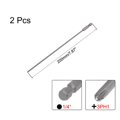 Harfington Uxcell Phillips Bits 1/4-Inch Hex Shank 200mm Length Cross 3PH1 Magnetic Screw Driver S2 Screwdriver Bit 2Pcs