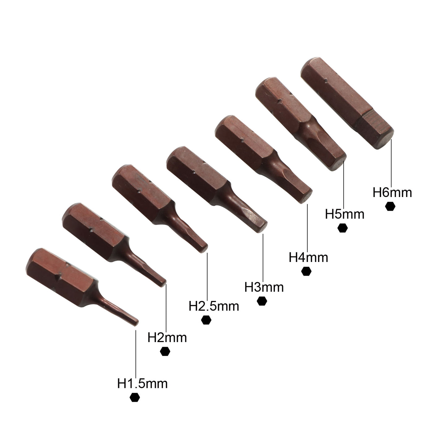 uxcell Uxcell Torx Bit magnetischer Schraubendreher Bit Satz S2 Driver Satz Werkzeug 1/4 Inch Sechskantschaft Länge H1 / 4 * 25mm * H1.5-H6 7st