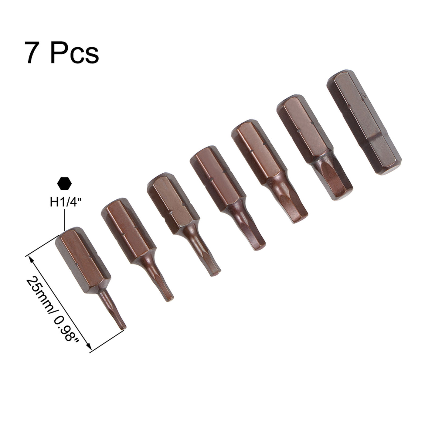 uxcell Uxcell Torx Bit magnetischer Schraubendreher Bit Satz S2 Driver Satz Werkzeug 1/4 Inch Sechskantschaft Länge H1 / 4 * 25mm * H1.5-H6 7st