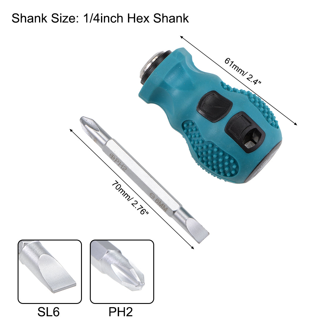 uxcell Uxcell Magnetic Screwdriver Dual Way Slotted Phillips Bits w  Comfortable Handle