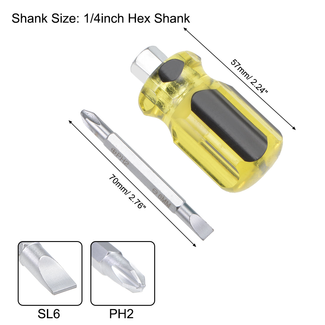 uxcell Uxcell Magnetic Screwdriver Dual Way Screwdrive w Round Shaft Comfortable Handle