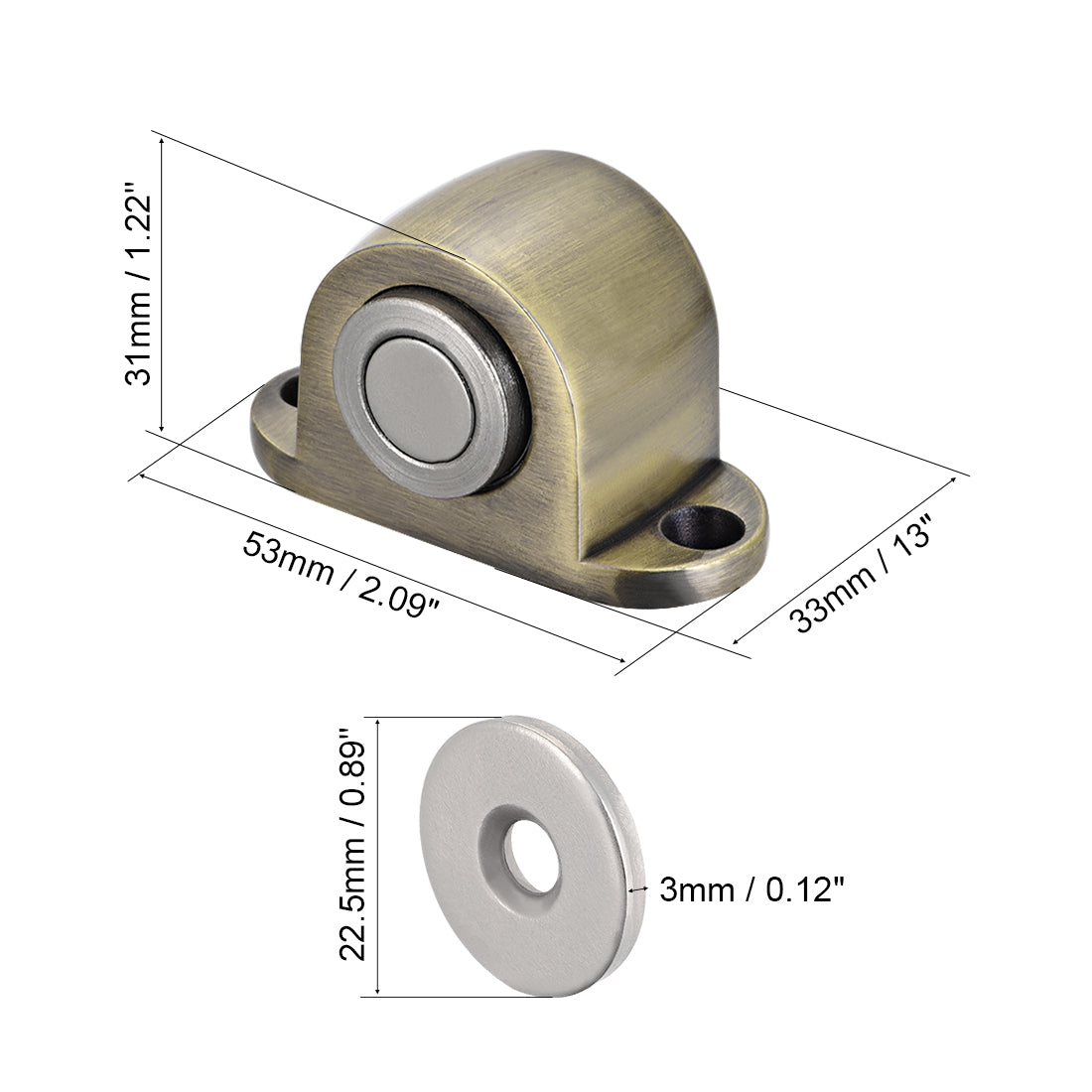 uxcell Uxcell Magnetic Door Stop Catch Brushed Door Stopper Floor Mount Zinc Alloy Bronze Tone