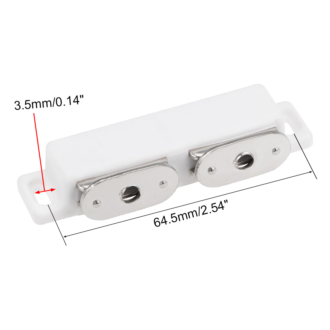 uxcell Uxcell Double Magnetic Latches Catch for Cabinet Door Cupboard 3" Long White 4pcs