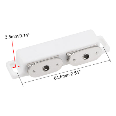 Harfington Uxcell Double Magnetic Latches Catch for Cabinet Door Cupboard 3" Long White 4pcs