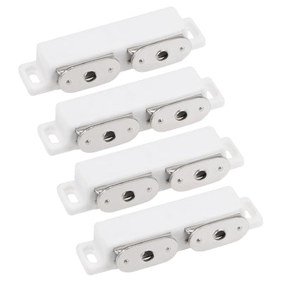 Harfington Uxcell Double Magnetic Latches Catch for Cabinet Door Cupboard 3" Long White 4pcs