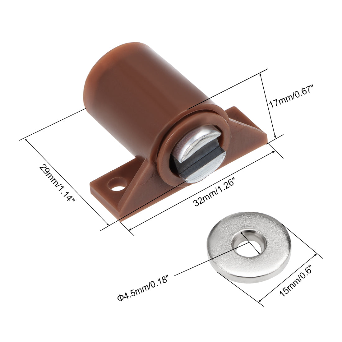 uxcell Uxcell Cabinet Door Magnetic Latch Catch for Bathroom Kitchen Cupboard Brown