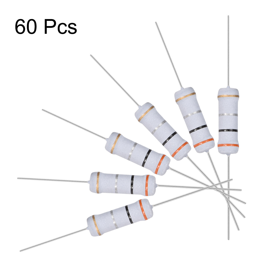 uxcell Uxcell 60pcs 2W 2 Watt Metal Oxide Film Resistor Axile Lead 0.3 Ohm ±5% Tolerance