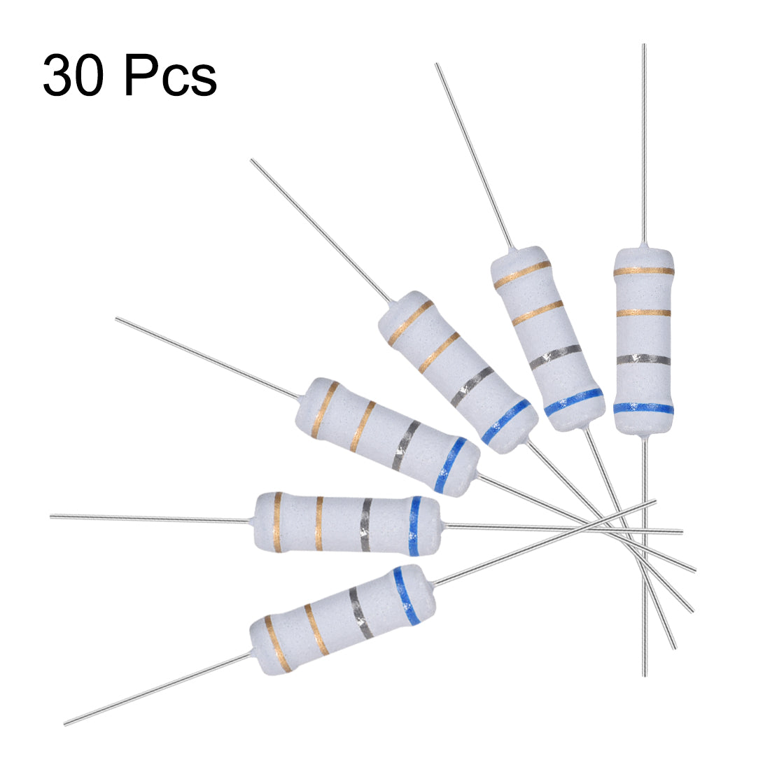 uxcell Uxcell 30pcs 2W 2 Watt Metal Oxide Film Resistor Axile Lead 6.8 Ohm ±5% Tolerance