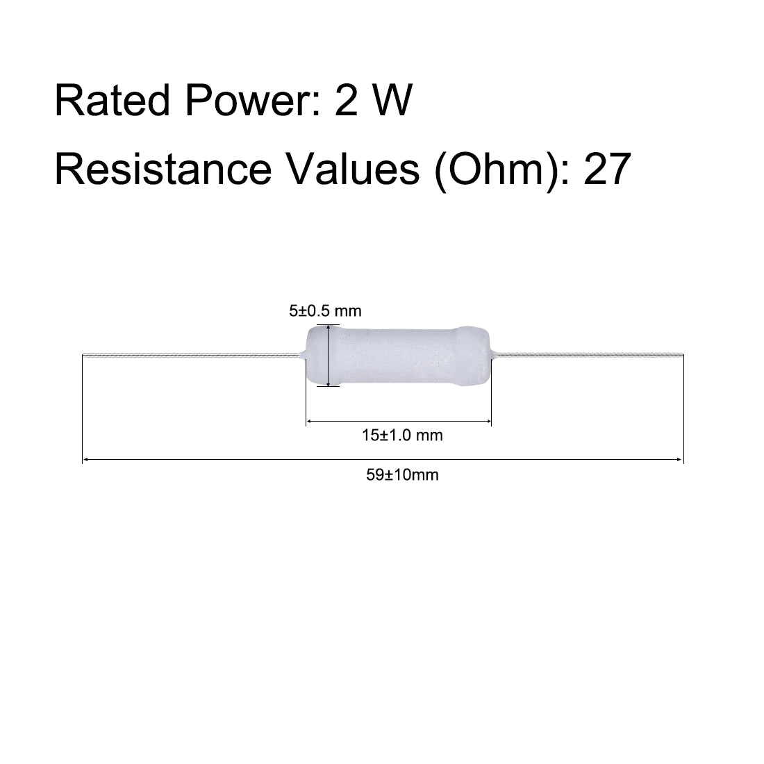 uxcell Uxcell 60pcs 2W 2 Watt Metal Oxide Film Resistor Axile Lead 27 Ohm ±5% Tolerance