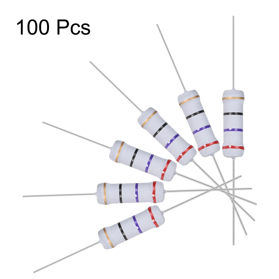 uxcell Uxcell 100pcs 2W 2 Watt Metal Oxide Film Resistor Axile Lead 27 Ohm ±5% Tolerance