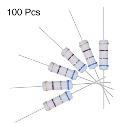 Harfington Uxcell 100pcs 2W 2 Watt Metal Oxide Film Resistor Axile Lead 680 Ohm ±5% Tolerance