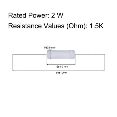 Harfington Uxcell 30pcs 2W 2 Watt Metal Oxide Film Resistor Lead 1.5K Ohm ±5% Tolerance