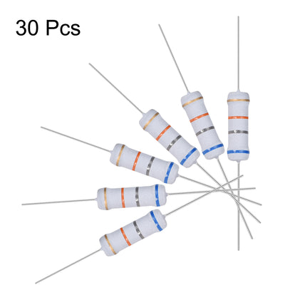 Harfington Uxcell 30pcs 2W 2 Watt Metal Oxide Film Resistor Axile Lead 68K Ohm ±5% Tolerance