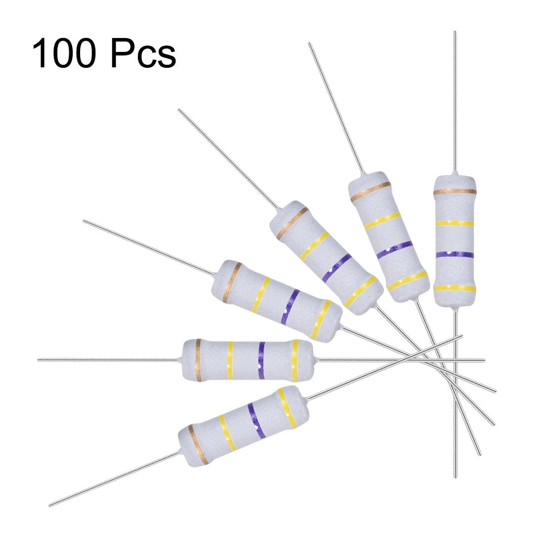 uxcell Uxcell 100pcs 2W 2 Watt Metal Oxide Film Resistor Axile Lead 470K Ohm ±5% Tolerance