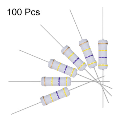 Harfington Uxcell 100pcs 2W 2 Watt Metal Oxide Film Resistor Axile Lead 470K Ohm ±5% Tolerance