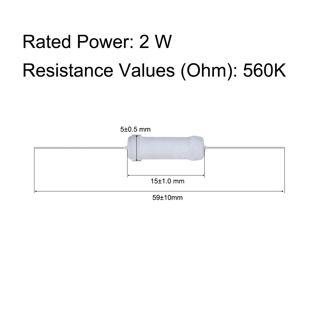 uxcell Uxcell 100pcs 2W 2 Watt Metal Oxide Film Resistor Axile Lead 560K Ohm ±5% Tolerance