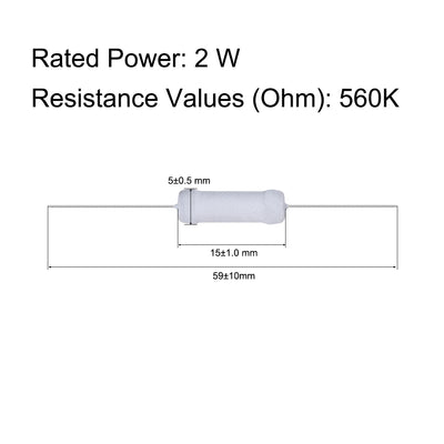 Harfington Uxcell 100pcs 2W 2 Watt Metal Oxide Film Resistor Axile Lead 560K Ohm ±5% Tolerance