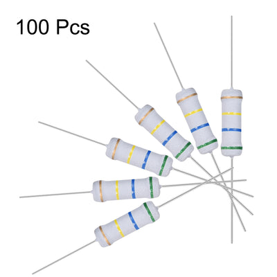 Harfington Uxcell 100pcs 2W 2 Watt Metal Oxide Film Resistor Axile Lead 560K Ohm ±5% Tolerance