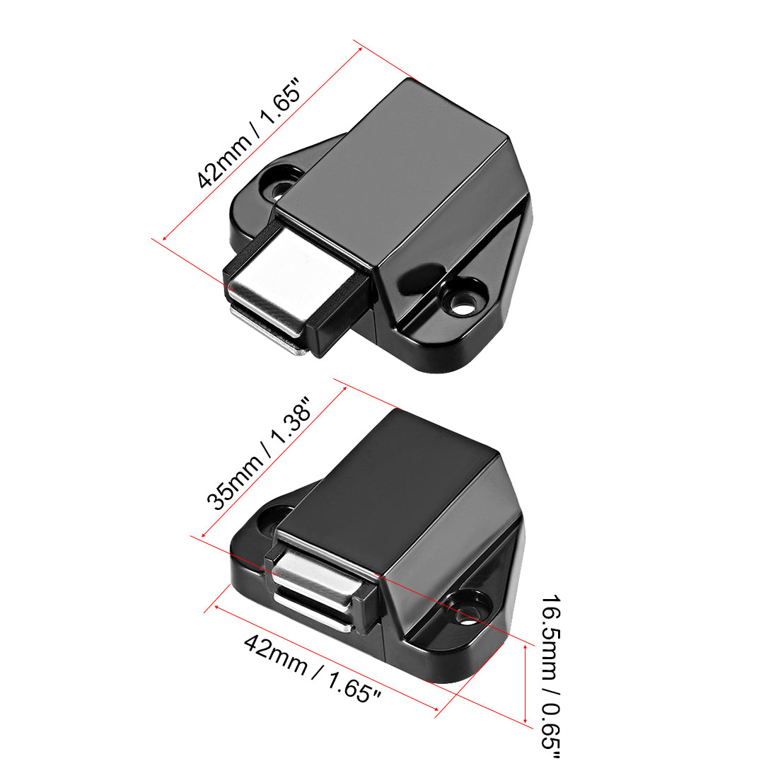 uxcell Uxcell Touch Magnetic Latches Catch Latch for Cabinet Door Cupboard Black 4pcs