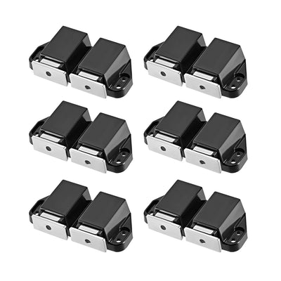 Harfington Uxcell Double Touch Catch Magnetic Latch for Cabinet Door Cupboard Black 6pcs