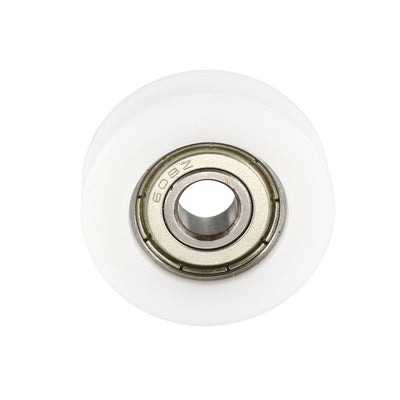 Harfington Uxcell 2.5mm Deep Metal V Groove Guide Bearing Pulley Rail Ball Wheel White 8x34x11mm 2pcs