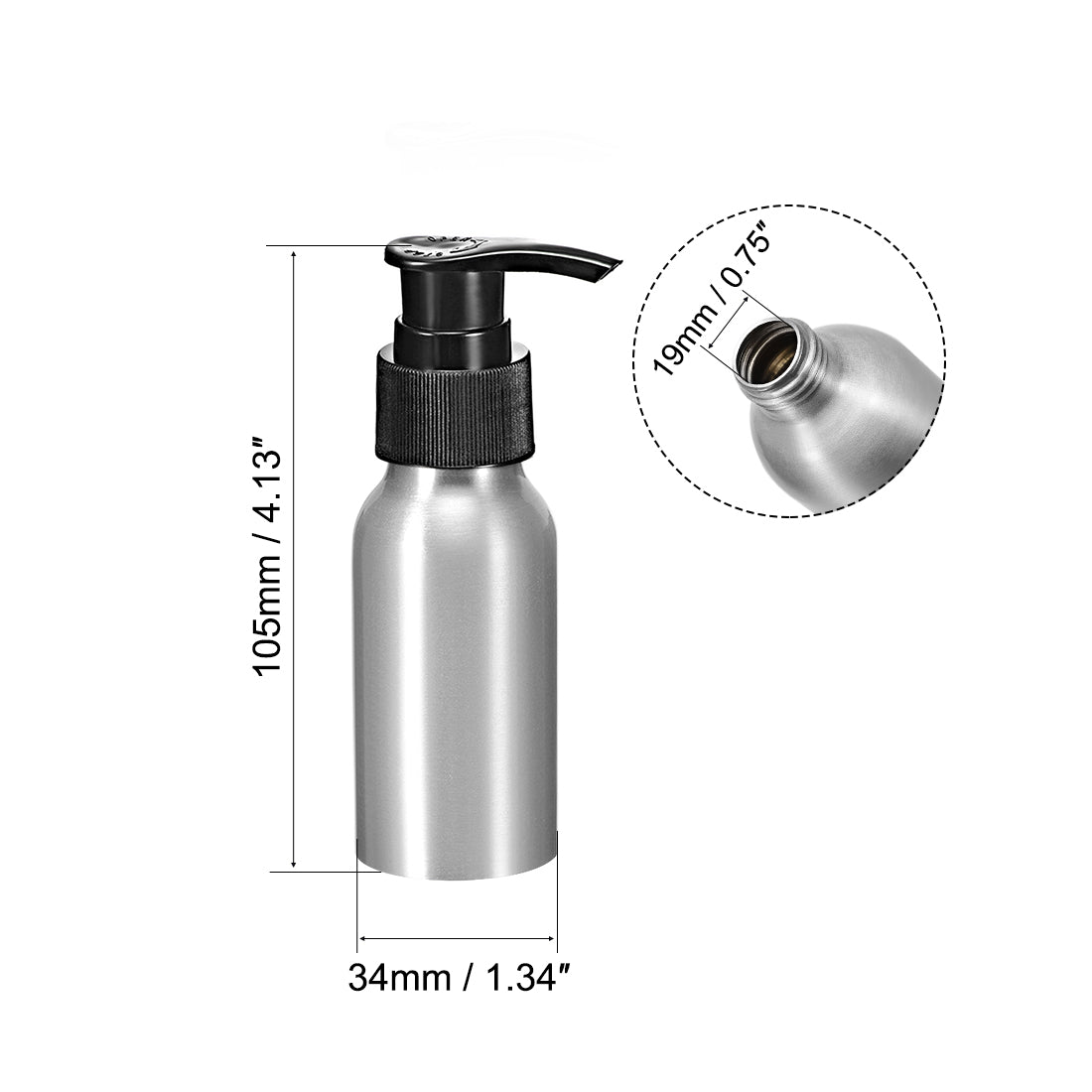 uxcell Uxcell 1.7oz/50ml Aluminium Pump Bottle Empty Refillable Container Travel Bottle 2pcs