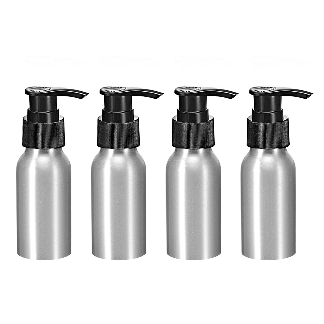 uxcell Uxcell 1.7oz/50ml Aluminium Pump Bottle Empty Refillable Container Travel Bottle 4pcs