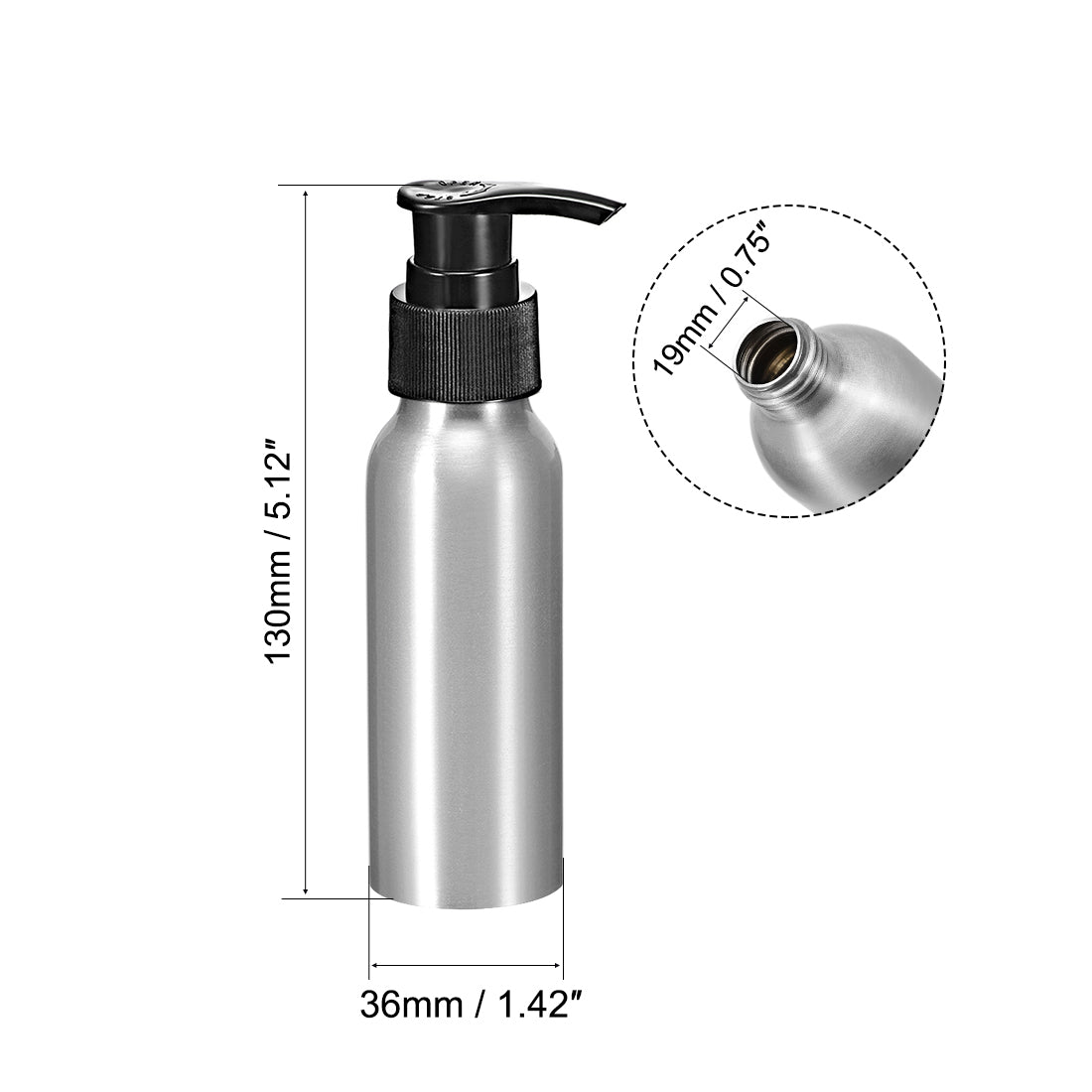 uxcell Uxcell 2.7oz/80ml Aluminium Pump Bottle Empty Refillable Container Travel Bottle