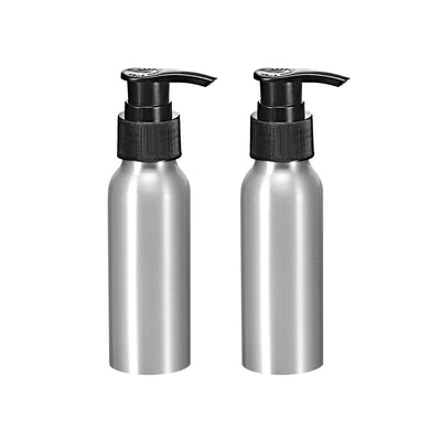 Harfington Uxcell 2.7oz/80ml Aluminium Pump Bottle Empty Refillable Container Travel Bottle 2pcs