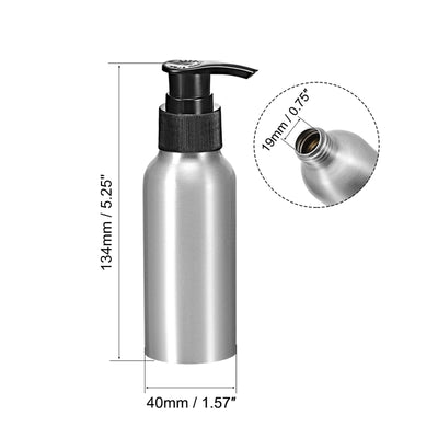 Harfington Uxcell 3.4oz/100ml Aluminium Pump Bottle Empty Refillable Container Travel Bottle