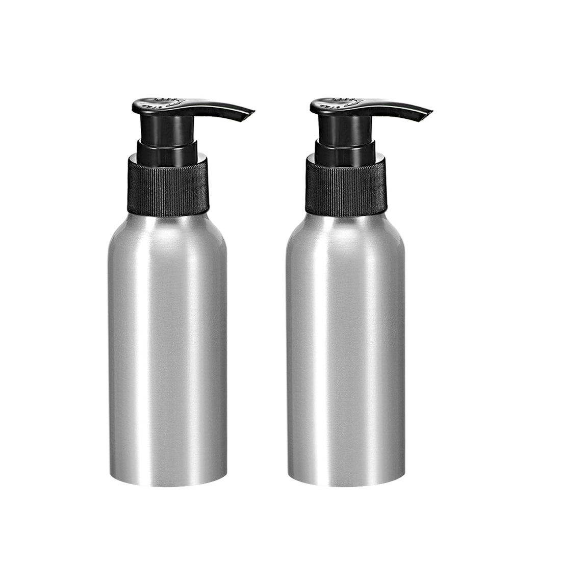 uxcell Uxcell 3.4oz/100ml Aluminium Pump Bottle Empty Refillable Container Travel Bottle 2pcs