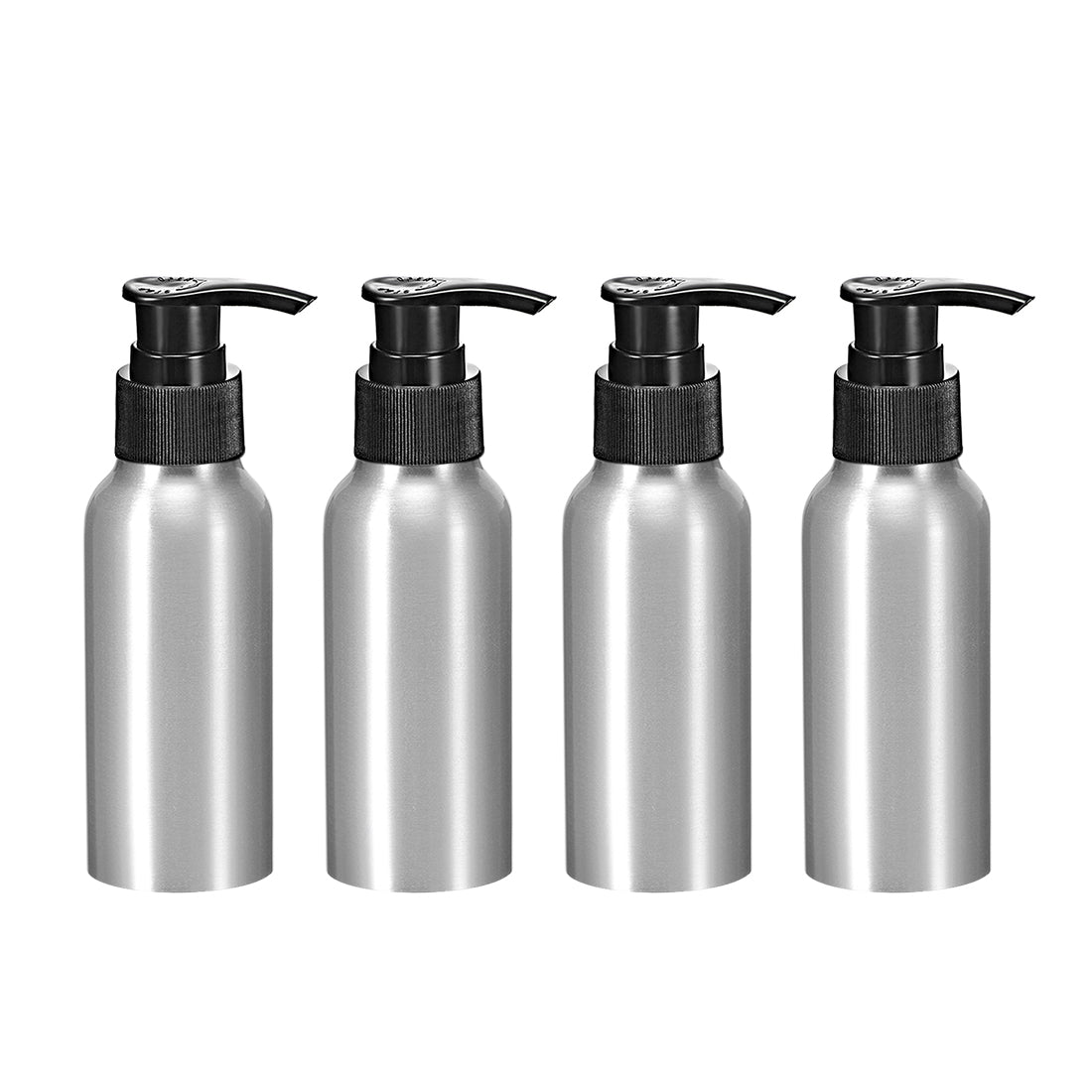 uxcell Uxcell 3.4oz/100ml Aluminium Pump Bottle Empty Refillable Container Travel Bottle 4pcs