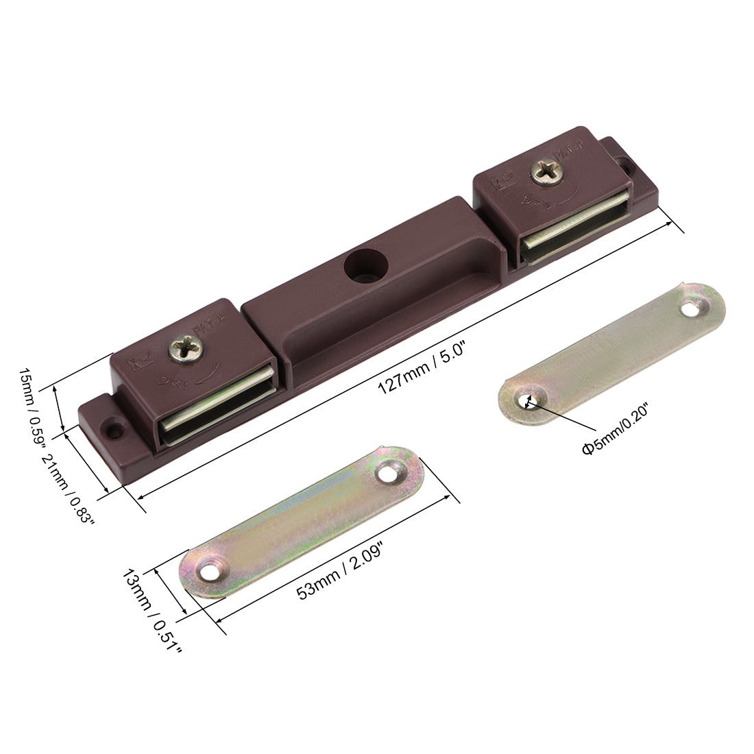 uxcell Uxcell Double Magnetic Latches Catch for Furniture Cabinet Door Closet Brown