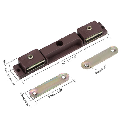 Harfington Uxcell Double Magnetic Latches Catch for Furniture Cabinet Door Closet Brown