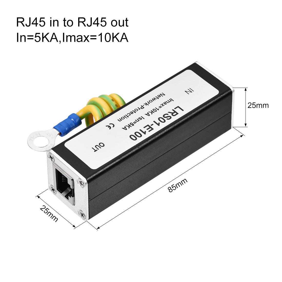 uxcell Uxcell Ethernet Surge Protector for 10/100M Base-T Gigabit Modem Protection 85x25x25mm