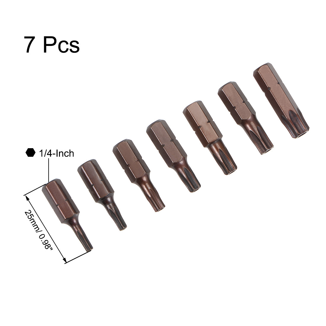 uxcell Uxcell Torx Bit magnetischer Schraubendreher Bit Satz S2 Driver Satz Werkzeug 1/4 Inch Sechskantschaft Länge H1 / 4 * 25mm * T10-T40 7st