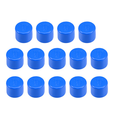 Harfington Uxcell 20mm PVC Pipe Cap Fitting, Slip End Caps DWV(Drain Waste Vent) Blue 14Pcs