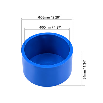 Harfington Uxcell 50mm PVC Pipe Cap Fitting, Slip End Caps DWV(Drain Waste Vent) Blue 2Pcs