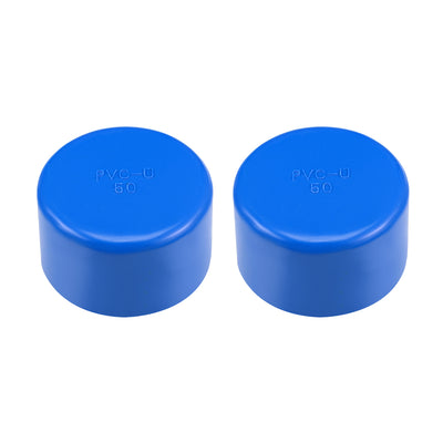 Harfington Uxcell 50mm PVC Pipe Cap Fitting, Slip End Caps DWV(Drain Waste Vent) Blue 2Pcs