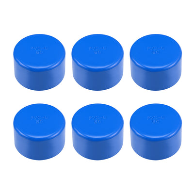 Harfington Uxcell 50mm PVC Pipe Cap Fitting, Slip End Caps DWV(Drain Waste Vent) Blue 6Pcs