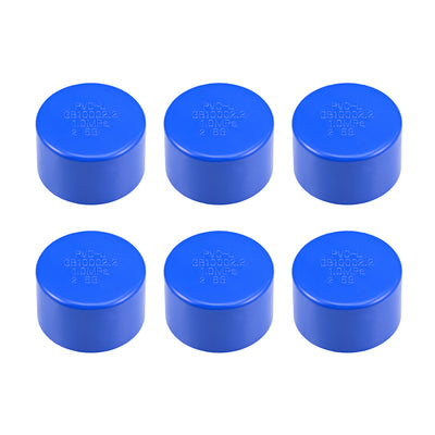 Harfington Uxcell 63mm PVC Pipe Cap Fitting, Slip End Caps DWV(Drain Waste Vent) Blue 6Pcs