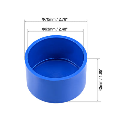 Harfington Uxcell 63mm PVC Pipe Cap Fitting, Slip End Caps DWV(Drain Waste Vent) Blue 10Pcs