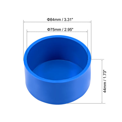 Harfington Uxcell 75mm PVC Pipe Cap Fitting, Slip End Caps DWV(Drain Waste Vent) Blue 2Pcs