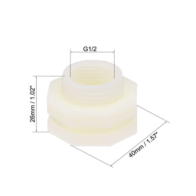 Harfington Uxcell ABS Bulkhead Tank Fitting Adapter for Rain Bucket Aquariums Water Tanks Ponds G1/2 Female 4Pcs