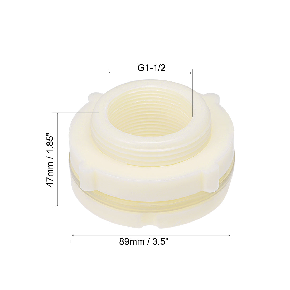 uxcell Uxcell ABS Bulkhead Tank Fitting Adapter for Rain Bucket Aquariums Water Tanks Ponds G1-1/2 Female 2Pcs